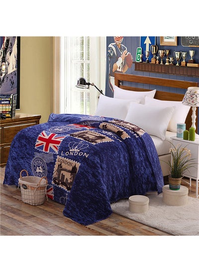 Buy Simple Comfortable Soft Blanket cotton Blue 200x230cm in Saudi Arabia