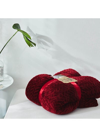 Buy Solid Color Cozy Blanket cotton Red 200x230cm in UAE