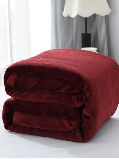 Buy Solid Color Thick Microfiber Blanket cotton Red 150x200cm in UAE