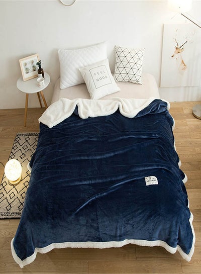 Buy Soft Comfy Solid Colour Blanket Cotton Blue 150x200centimeter in UAE