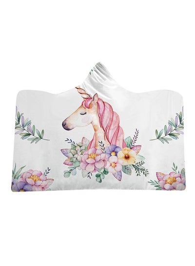 Buy Cartoon Unicorn Hooded Blanket cotton Multicolour 130x150cm in UAE
