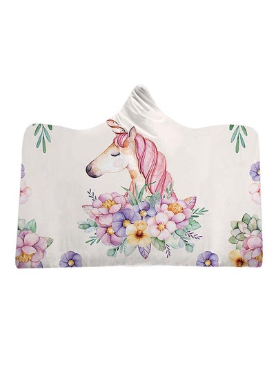 Buy Cartoon Unicorn Hooded Blanket cotton Multicolour 130x150cm in Saudi Arabia