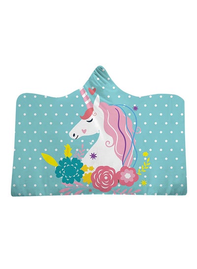 Buy Cartoon Unicorn Hooded Blanket cotton Multicolour 130x150cm in UAE