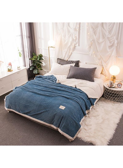 Buy Double-Layer Supple Cozy Blanket cotton Blue 200x230cm in UAE