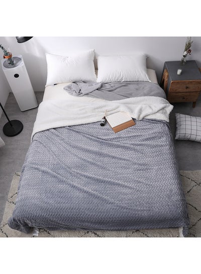 Buy Double Sides Soft Bed Blanket Cotton Grey 200x230centimeter in Saudi Arabia