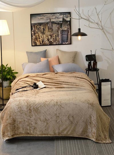 Buy Modern Simple Style Warm Blanket cotton Beige 180x200cm in UAE