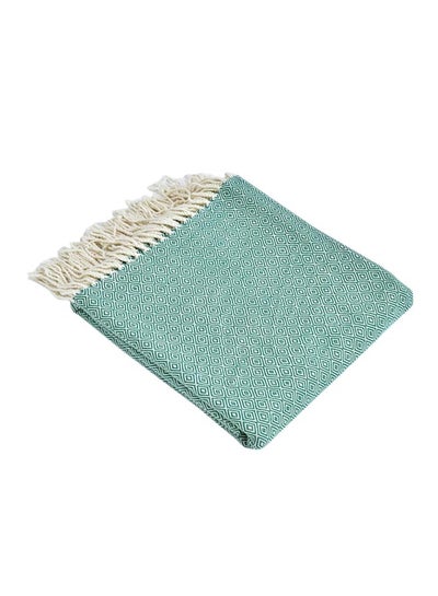 Buy Tassels Design Soft Blanket Cotton Green 120centimeter in Saudi Arabia