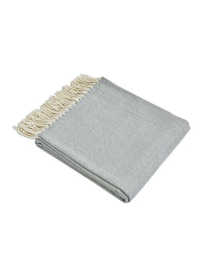 Buy Tassels Design Soft Blanket Cotton Silver 120cm in Saudi Arabia