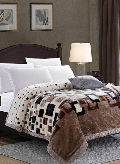 Buy Plaid Pattern Double-Layer Blanket Cotton Grey 200x230centimeter in UAE