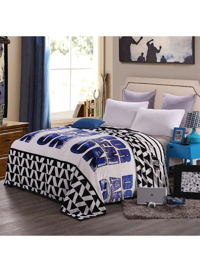 Buy Letter And Geometry Printed Soft Blanket cotton Blue 120x200cm in UAE