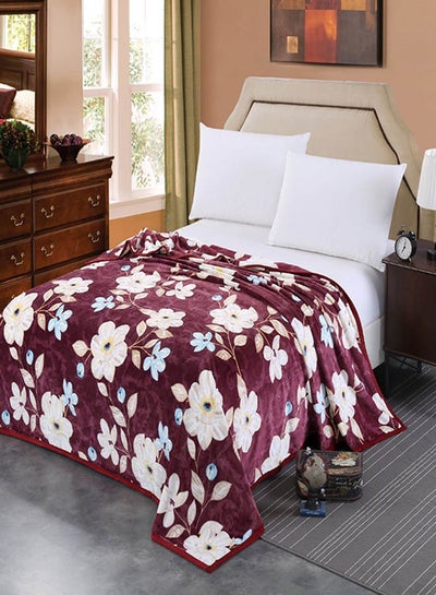 Buy Flower Pattern Soft Blanket cotton Multicolour 150x200cm in UAE