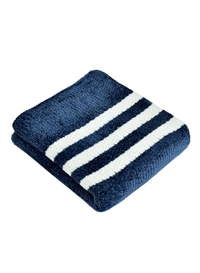 Buy Stripe Color Block Warm Nap Blanket Polyester Blue 130x150cm in UAE