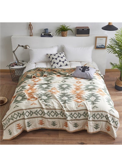 Buy Jacquard Comfy Bed Blanket Cotton Green 150x200cm in UAE