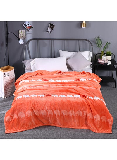 Buy Elephant Pattern Thick Soft Blanket cotton Multicolour 180x230cm in UAE