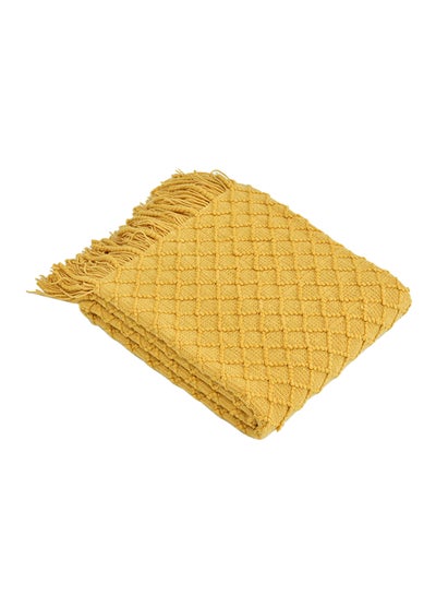 Buy Solid Color Soft Knitting Blanket Polyester Yellow 130x150cm in UAE