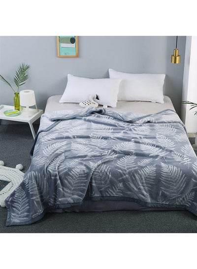 Buy Plant Pattern Single Layer Soft Blanket cotton Grey 180x230cm in Saudi Arabia