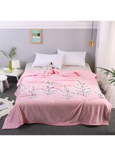 Buy Plant Pattern Soft Blanket Cotton Pink 180x230centimeter in UAE