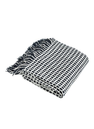 Buy Plaid Pattern Warm Knitting Blanket Polyester Grey 130x170centimeter in UAE