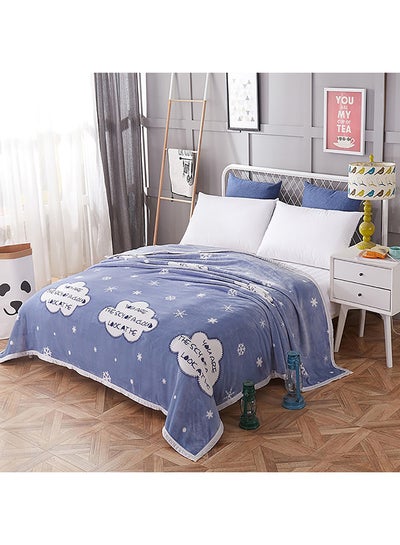 Buy Letter Printed Soft Blanket cotton Blue 120x200cm in UAE