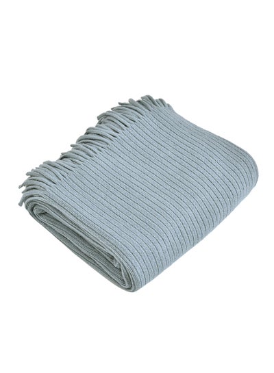 Buy Tassel Design Supple Casual Knitted Blanket Polyester Sky Blue 125x150centimeter in UAE