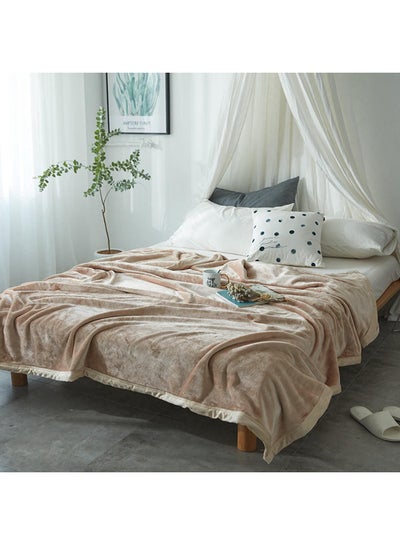 Buy Simple Cozy Home Blanket cotton Beige 200x230cm in UAE