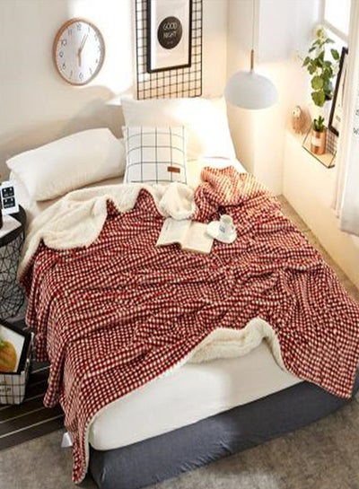 Buy Soft Chic Checkered Berber Fleece Soogan cotton Multicolour 200x230cm in UAE