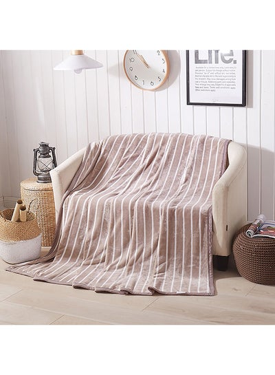 Buy Striped Pattern Soft Blanket cotton Beige/White 120x200cm in UAE