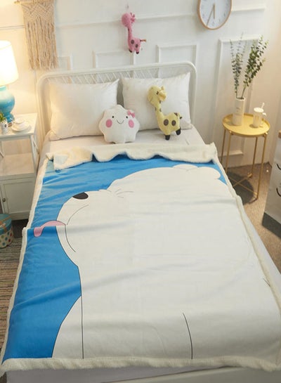 Buy Bear Pattern Home Air Conditioner Blanket cotton Blue 70x100cm in UAE