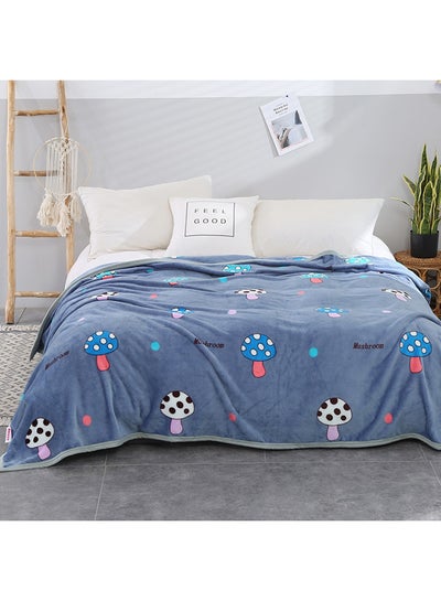 Buy Mushroom Printed Soft Blanket cotton Blue 150x200cm in Saudi Arabia