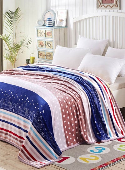 Buy Striped Pattern European Style Warm Blanket cotton Multicolour 200x230cm in UAE