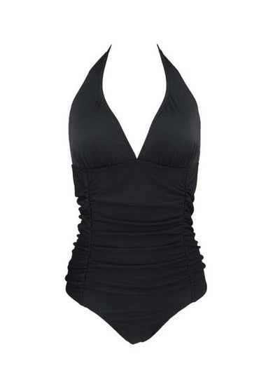 Buy Solid Design Swimsuit Black in Saudi Arabia