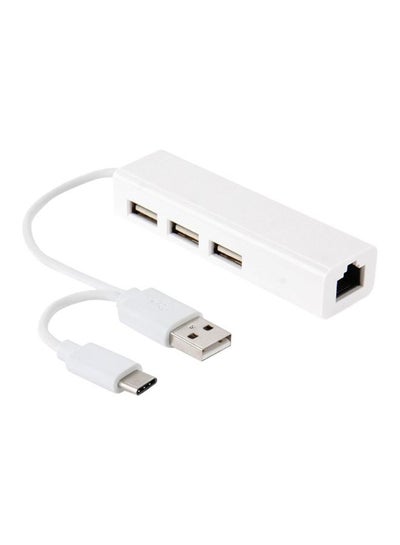 اشتري موزع منافذ Type-C USB مع محول إيثرنت أبيض في الامارات