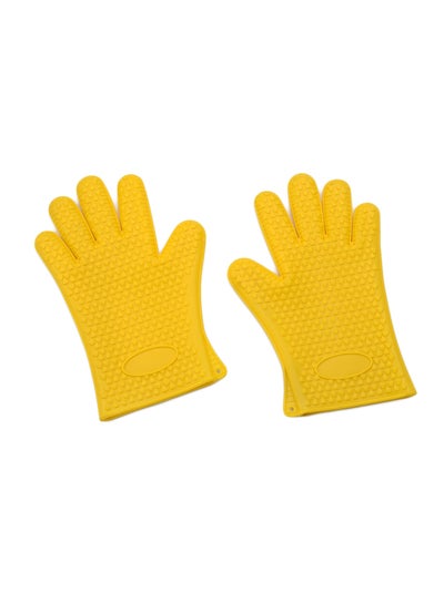 Buy Silicone Cleaning Gloves Yellow 27 x 18.5centimeter in UAE