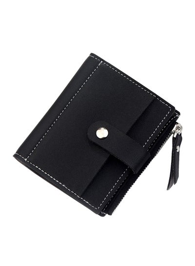 Buy Buckle/Zipper Closure Solid Design Wallet Black in UAE