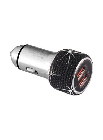 Buy Diamond Studded Dual USB Car Charger Black in UAE