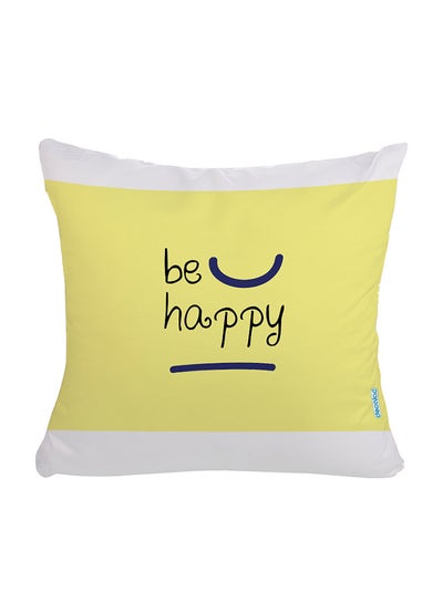 اشتري وسادة ديكور بطبعة "Be Happy" بوليستر أصفر/ابيض 45x45سنتيمتر في مصر