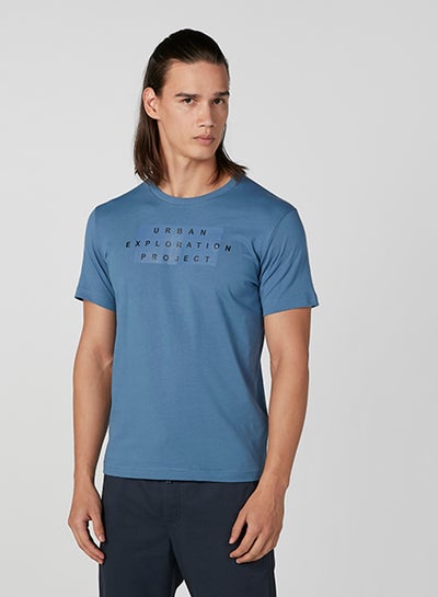 Buy Crew Neck Short Sleeves T-Shirt Blue in UAE