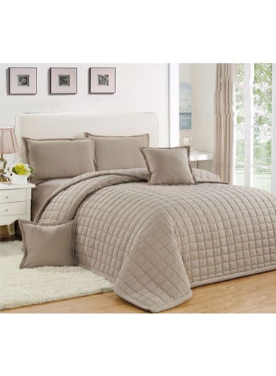 Buy 6-Piece Compressed Two-sided Comforter Set Microfiber Grey King in Saudi Arabia