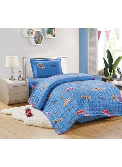 Buy 3-Piece Compressed Single Size Comforter Set Microfiber Blue in Saudi Arabia