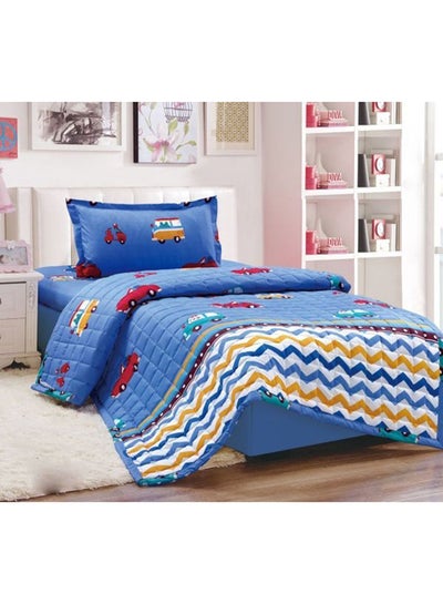 Buy 3-Piece Compressed Single Size Comforter Set Microfiber Blue King in Saudi Arabia