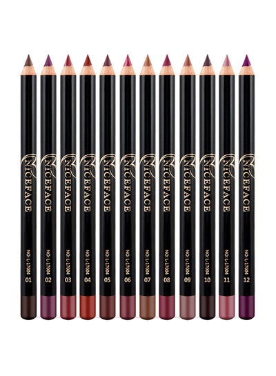 Buy 12-Piece Waterproof Lip Liner Pencil Multicolour in UAE