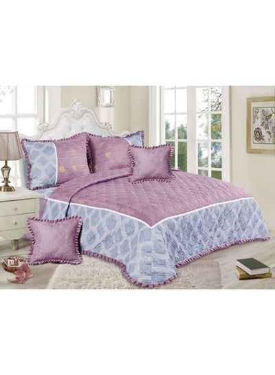 Buy 6-Piece Compressed King Size Comforter Set microfiber Blue/Purple 240 x 260cm in Saudi Arabia