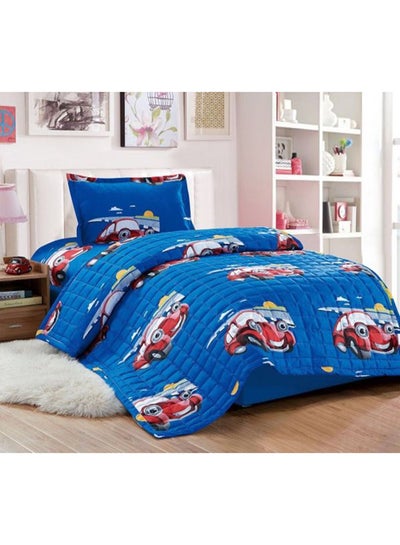 Buy 3-Piece Compressed Comforter Set Microfiber Blue Single in Saudi Arabia