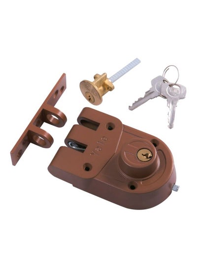 Buy Night Latch With 4 Dimple Key Black/Silver/Brown in Saudi Arabia