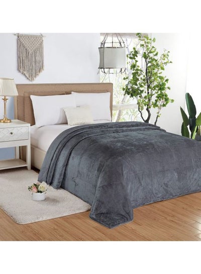 Buy Soft Bed Blanket Flannel Grey 150 x 200centimeter in Saudi Arabia