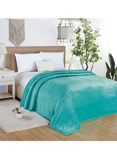 Buy Soft Single Size Bed Blanket flannel Turquoise 150x200cm in Saudi Arabia