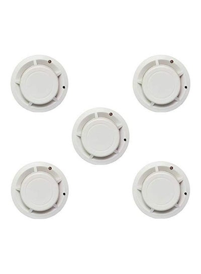 Buy 5-Piece Wireless Smoke Detector Fire Alarm White in Saudi Arabia