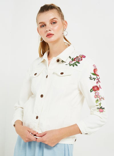 white embroidered denim jacket