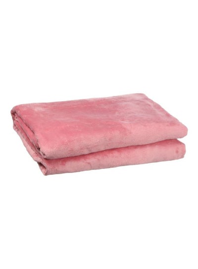 Buy Solid Blanket polyester Pink 200x180cm in UAE