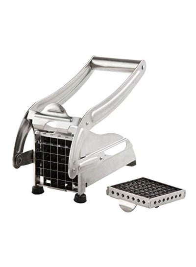 Buy 3-Piece Potato Cutter With Interchangeable Steel Blades Silver/Black in Saudi Arabia